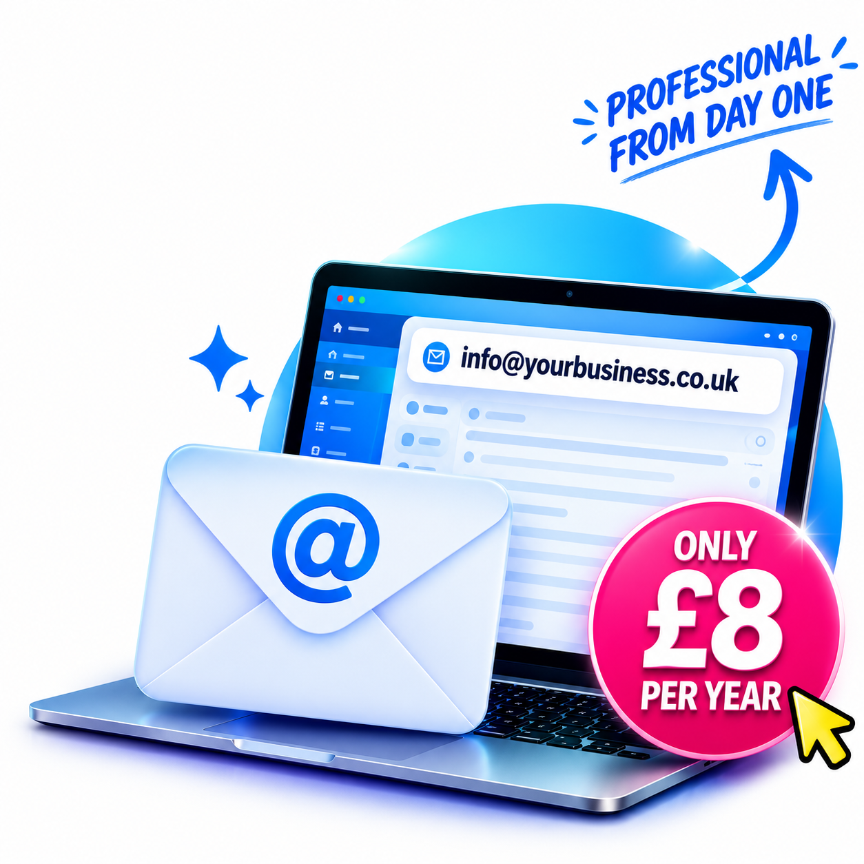 Professional business email and domain included with cleaning company websites